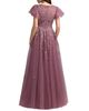 Mac Duggal Mac Duggal Embroidered Tulle Flutter Sleeve Ball Gown - 2