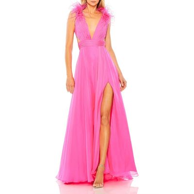 Mac Duggal Mac Duggal Feathered Collar A-Line Gown