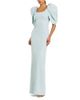 Mac Duggal Mac Duggal Fitted Crepe Scoop Neck Gown With Puff Sleeves - 1