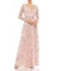Mac Duggal Mac Duggal Floral Applique Long Sleeve Illusion Gown - 1