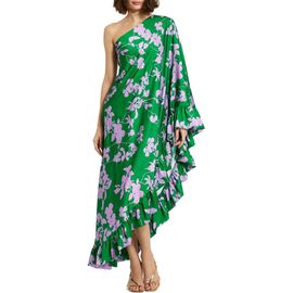 Mac Duggal Mac Duggal Floral Charmeuse One Shoulder Draped Gown