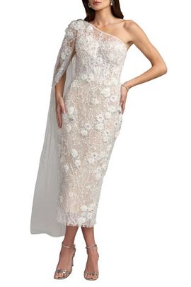 Mac Duggal Mac Duggal Floral Embellished One Shoulder Cape Gown