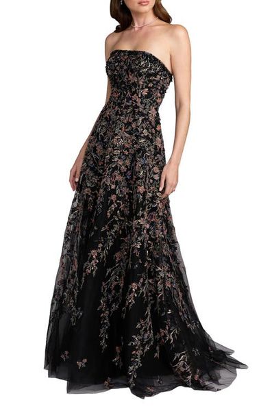 Mac Duggal Mac Duggal Floral Embellished Strapless Gown