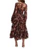 Mac Duggal Mac Duggal Floral Long Sleeve Mirco Ruffle Midi Dress - 2