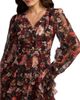 Mac Duggal Mac Duggal Floral Long Sleeve Mirco Ruffle Midi Dress - 3