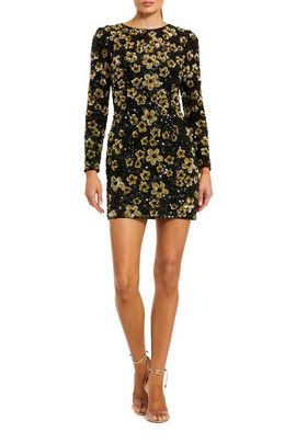 Mac Duggal Mac Duggal Floral Sequin Long Sleeve Mini Dress