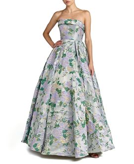Mac Duggal Mac Duggal Floral Strapless Brocade Ball Gown