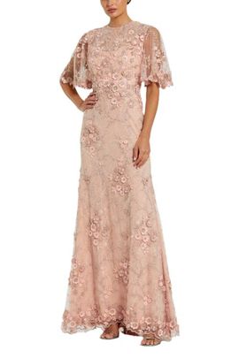 Mac Duggal Mac Duggal Flutter Sleeve Floral Embroidered Net Gown