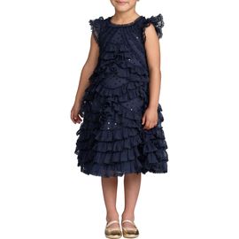 Mac Duggal Mac Duggal Girls High Neck Cap Sleeve Micro Ruffle Dress
