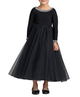 Mac Duggal Mac Duggal Girls Jewel Trim Tulle Maxi Dress