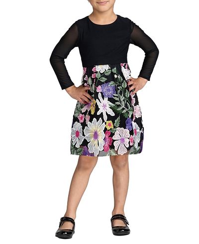 Mac Duggal Mac Duggal Girls' Long Sleeve Floral Embroidered Dress