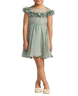 Mac Duggal Mac Duggal Girls' Midi Dress With 3D Flowers