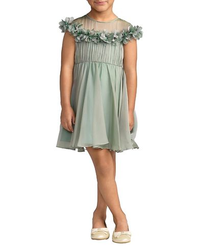 Mac Duggal Mac Duggal Girls' Midi Dress With 3D Flowers