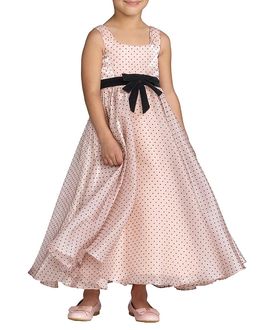 Mac Duggal Mac Duggal Girls' Polka Dot Chiffon Maxi Dress with Bow Sash