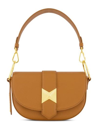 Mac Duggal Mac Duggal Gold Plated Hardware Grain Leather Saddle Bag