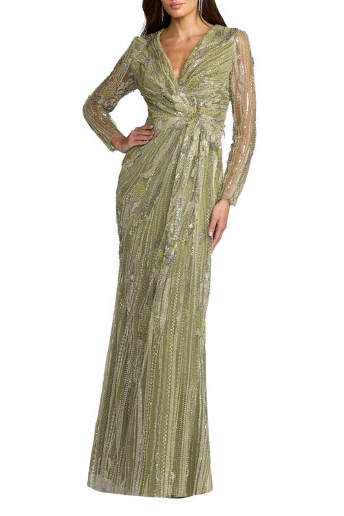 Mac Duggal Mac Duggal Hand Embellished V-Neck Column Gown