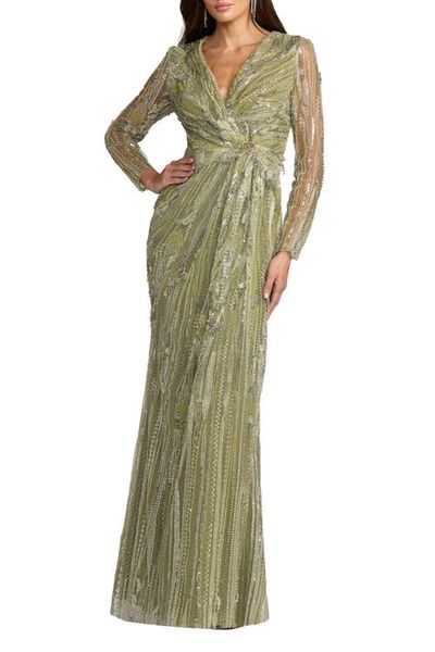 Mac Duggal Mac Duggal Hand Embellished V-Neck Column Gown
