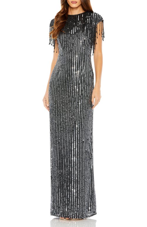 Mac Duggal Mac Duggal High Neck Embellished Fringe Gown