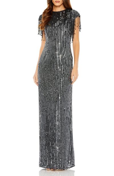Mac Duggal Mac Duggal High Neck Embellished Fringe Gown