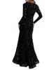 Mac Duggal Mac Duggal High Neck Long Sleeve Floral Velvet Gown - 3
