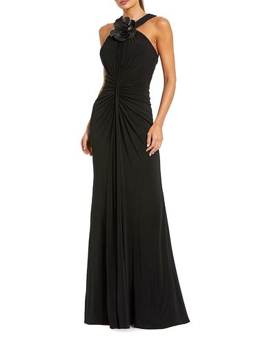 Mac Duggal Mac Duggal Jersey Halter Gown with Floral Applique