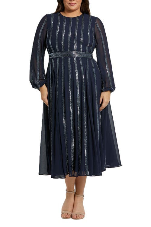 Mac Duggal Mac Duggal Long Sheer Sleeve Beaded Dress