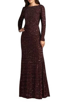 Mac Duggal Mac Duggal Long Sleeve Embellished Boat Neck Gown