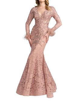 Mac Duggal Mac Duggal Long Sleeve Embellished Mermaid Gown