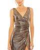 Mac Duggal Mac Duggal Metallic Ruched Detail Front Slip V Neck Gown - 3
