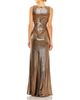 Mac Duggal Mac Duggal Metallic Ruched Detail Front Slip V Neck Gown - 4