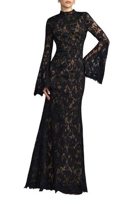 Mac Duggal Mac Duggal Mock Neck Long Sleeve Lace Gown