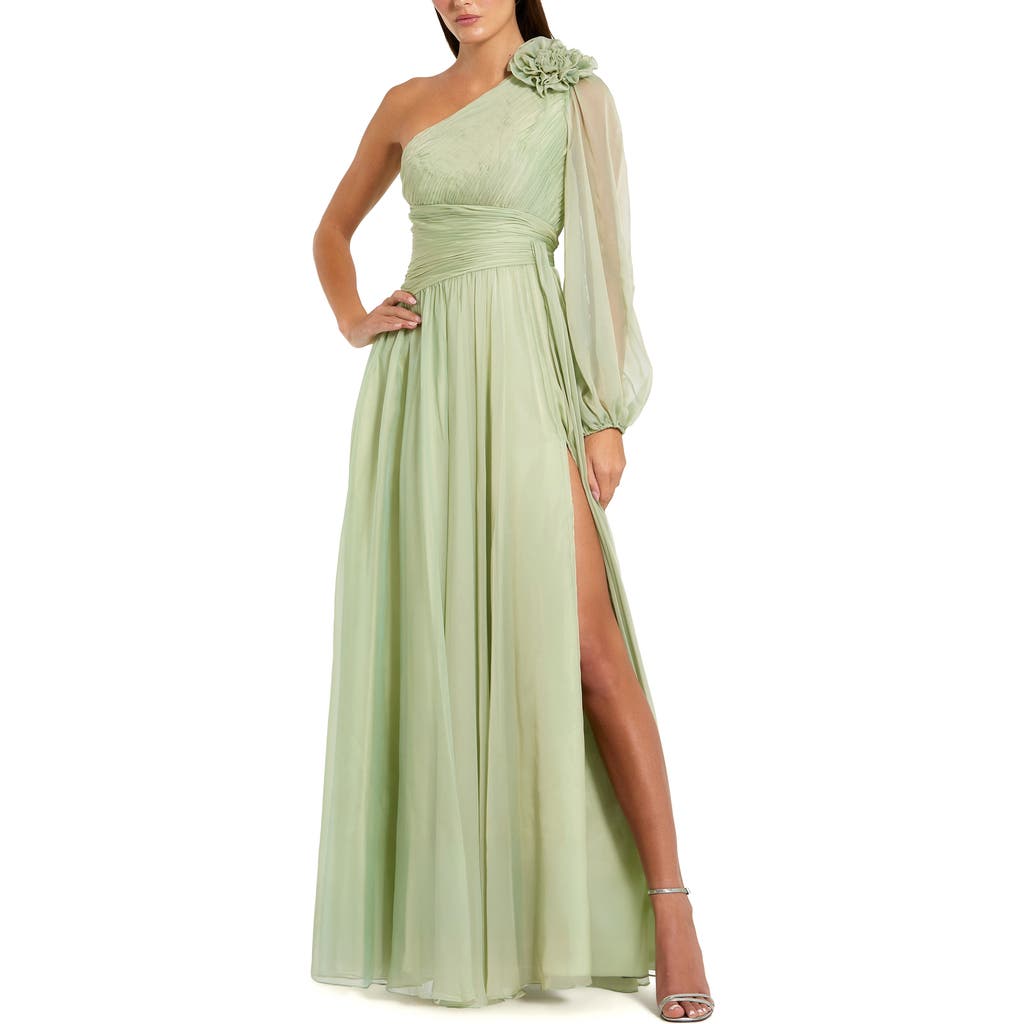 Mac Duggal Mac Duggal One Shoulder 3D Flower Gown With Slit