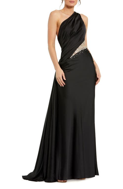 Mac Duggal Mac Duggal One Shoulder Charmeuse Gown With Beaded Cutout