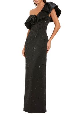 Mac Duggal Mac Duggal One Shoulder Crepe Crystal Embellished Gown