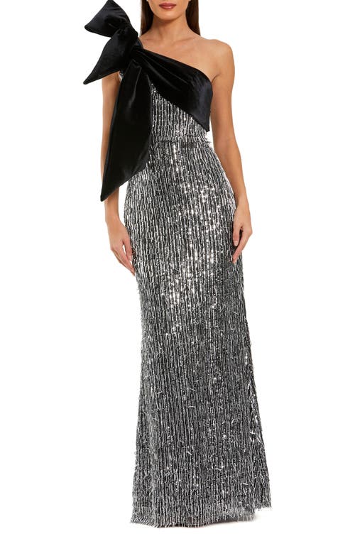 Mac Duggal Mac Duggal One Shoulder Embellished Sequin Gown With Bow