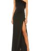 Mac Duggal Mac Duggal One Shoulder Feather Trim High Slit Gown - 1