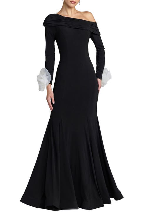 Mac Duggal Mac Duggal One Shoulder Long Sleeve Mermaid Jersey Gown