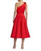 Mac Duggal Mac Duggal One Shoulder Satin Midi Dress With 3D Flower - 2