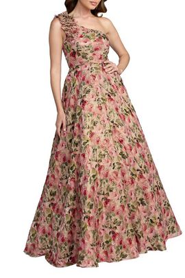Mac Duggal Mac Duggal One Shoulder Velvet Floral Ball Gown