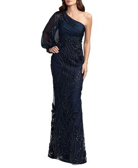 Mac Duggal Mac Duggal One Sleeve Chiffon Embellished Gown