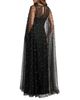 Mac Duggal Mac Duggal Pearl Embellished Tulle A-Line Gown With Cape - 3