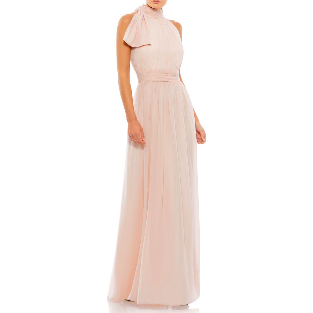 Mac Duggal Mac Duggal Petite A Line Halter Neck Chiffon Evening Gown