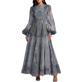 Mac Duggal Mac Duggal Petite Baroque Print Bishop Sleeve A-Line Ankle Dress