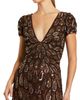 Mac Duggal Mac Duggal Petite Beaded Sequin V-Neck Cap Sleeve Fitted Column Gown - 2