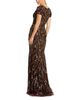 Mac Duggal Mac Duggal Petite Beaded Sequin V-Neck Cap Sleeve Fitted Column Gown - 3