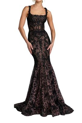 Mac Duggal Mac Duggal Petite Embellished Mesh Sleeveless Trumpet Gown