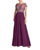 Mac Duggal Mac Duggal Petite Embroidered Cap Sleeve High Neck Pleated Gown - 1