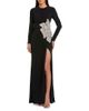 Mac Duggal Mac Duggal Petite Floral Applique Long Sleeve Jersey Gown - 1