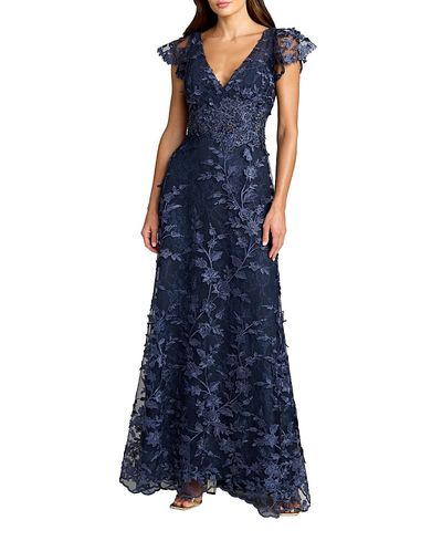 Mac Duggal Mac Duggal Petite Floral Embroidered Lace Flutter Sleeve Gown