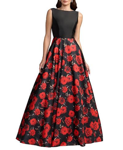 Mac Duggal Mac Duggal Petite Floral Printed Mikado Open Back Sleeveless Gown